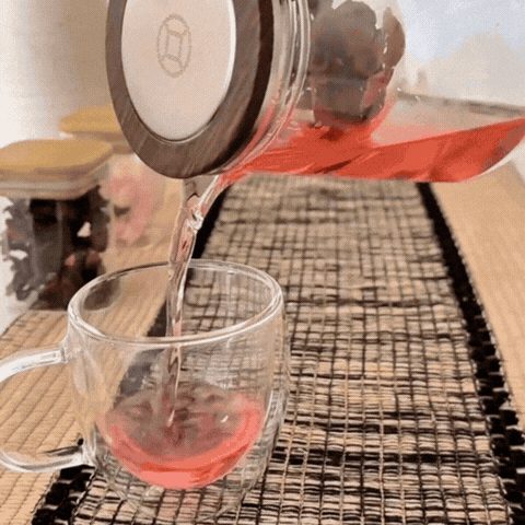 Pahar 2 în 1 — Pahar și Ceainic 600 ml din Sticlă cu Mâner de Lemn