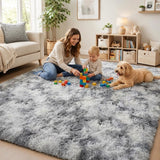 Covor pufos gri deschis 200x280 cm – loc de joacă