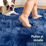 Covor pufos albastru 200x280 cm – pufos și moale