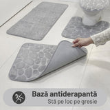 Set 4 covorașe de baie cu pietricele, spumă cu memorie