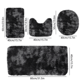 Set 4 Covorașe de Baie Antiderapante, material pufos, Negru – Ofertele Zilei