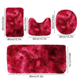 Set 4 Covorașe de Baie Antiderapante, material pufos, Roșu – Ofertele Zilei