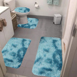 Set 4 Covorașe de Baie Antiderapante, material pufos, Turcoaz – Ofertele Zilei